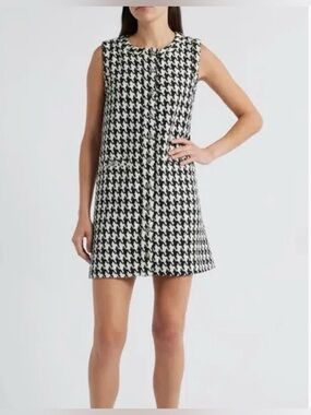 Sleeveless Houndstooth Dress - Size Small,  Black and White - Nordstrom - New